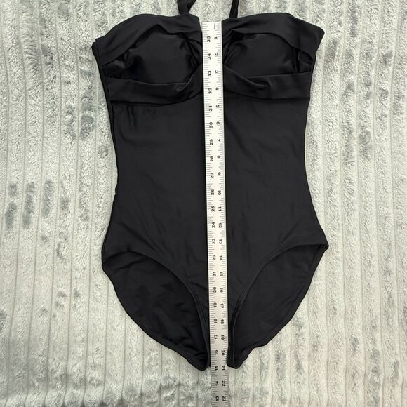 Attention Y2K‎ Swimsuit Womens M Black One Piece Halter Padded Cups Bead Accents - Picture 7 of 12